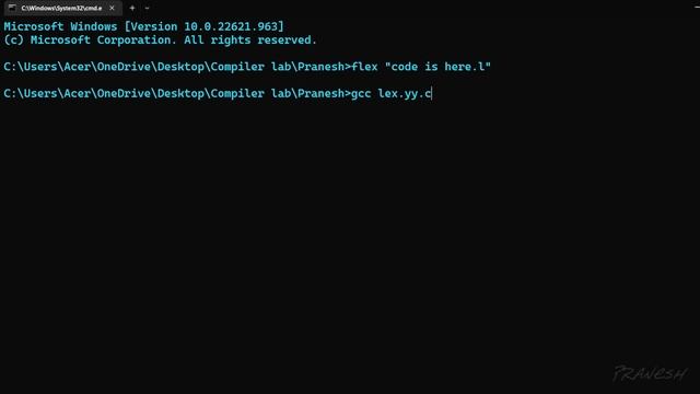 Run Flex on Windows using Command Prompt (cmd) | FLEX | Compiler Design смотреть онлайн