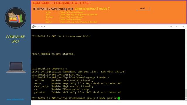 Configuring Layer 2 EtherChannels Dynamic Mode LACP смотреть онлайн