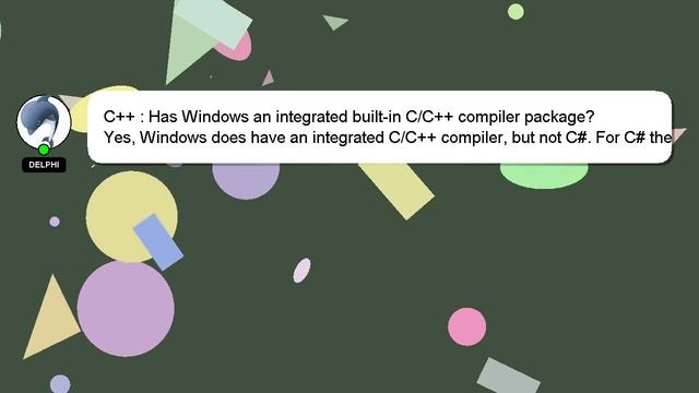 C++ : Has Windows an integrated built-in C/C++ compiler package? смотреть онлайн