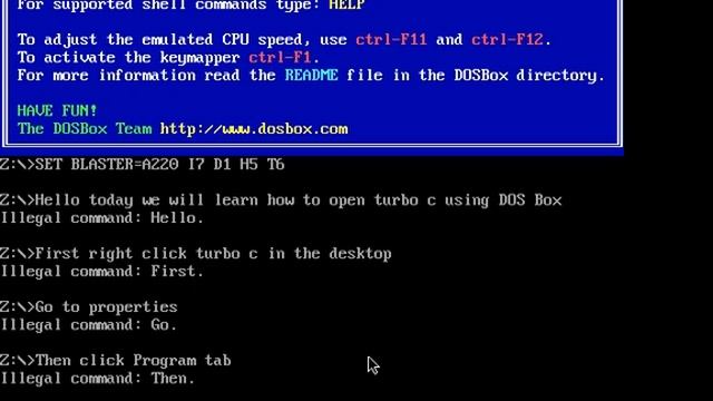 Opening turbo c using DOSBox смотреть онлайн