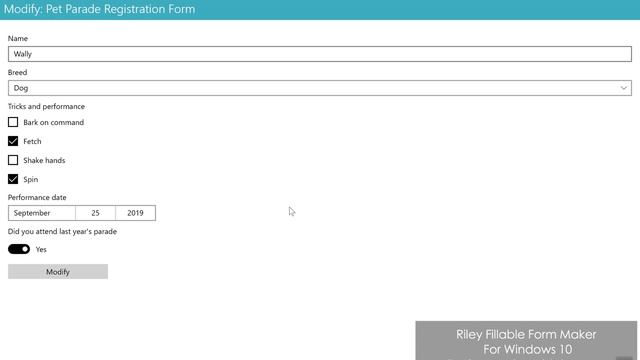 Modify saved form data records | | Riley Fillable Form Maker For Windows 10 смотреть онлайн