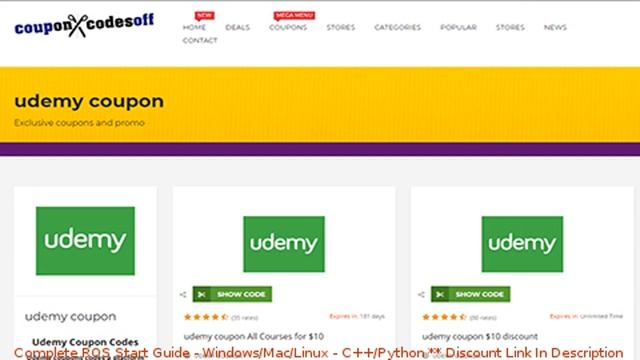 Complete ROS Start Guide - Windows/Mac/Linux - C++/Python coupon - udemy discount смотреть онлайн