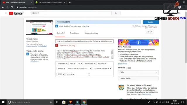 How to upload video on Youtube in windows 10.Computer Technical 506 Computer Technical. смотреть онлайн