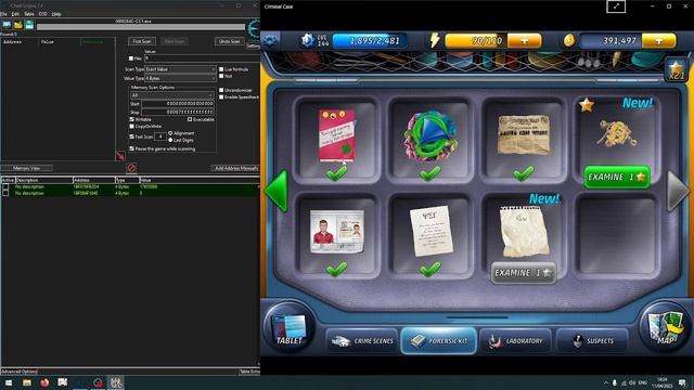 Hack Score, Energy and Coin. Criminal Case windows with Cheat Engine смотреть онлайн
