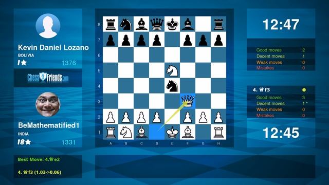 Chess Game Analysis: BeMathematified1 - Kevin Daniel Lozano : 1-0 (By ChessFriends.com) смотреть онлайн