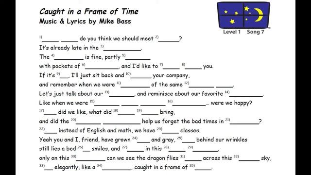 Free English Lessons with Music - The Moon Through My Window - L1, L7: "Caught in a Frame of Time" смотреть онлайн