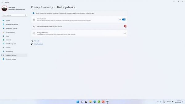 How to turn on find my device in windows 11