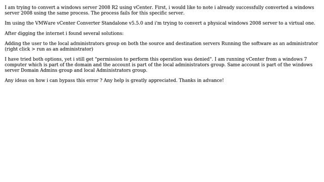 vCenter permission to perform this operation was denied (Converting windows server 2008 R2) смотреть онлайн