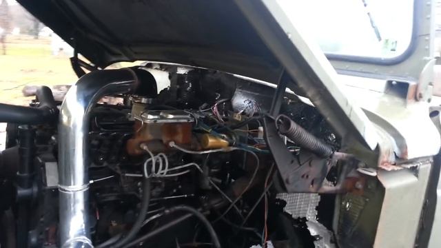 FrankenJeep Lives! '68 Kaiser M715 Cummins 5.9 swap first start up. смотреть онлайн