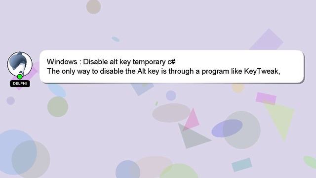 Windows : Disable alt key temporary c# смотреть онлайн
