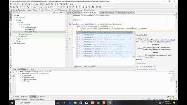 How to Move from One Activity to Another Activity and come back to main activity in Android Studio смотреть онлайн