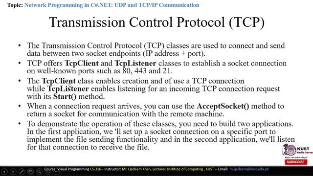 FACULTY051 CS316 KUST20201 L26 V1 Network Programming in Visual C# NET UDP and TCP Communication смотреть онлайн