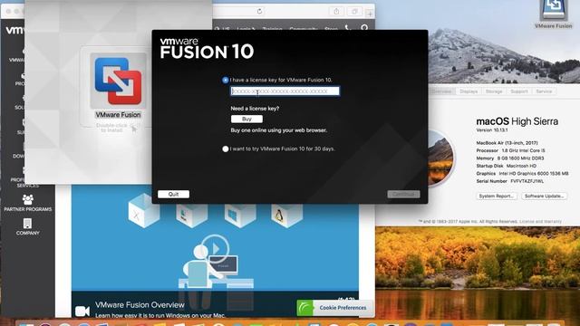 VMware Fusion pro nstallation in mac OS High Sierra смотреть онлайн