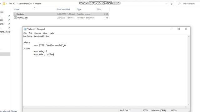 Masm Setup and Hellow world programm in Assembly language смотреть онлайн