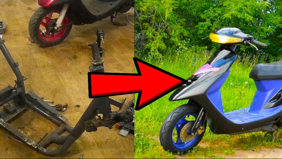 Сборка Honda dio 28zx с нуля! Зачистка и покраска раммы.