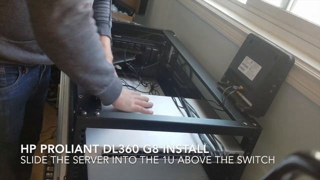 Install the Hp Proliant DL360 G8 1u server into the 4u open frame rack enclosure. смотреть онлайн