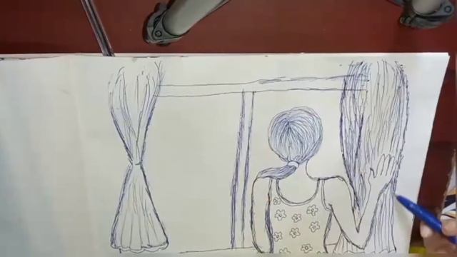 How to draw a girl looking through a window/pen drawing turtorial/Girl drawing смотреть онлайн