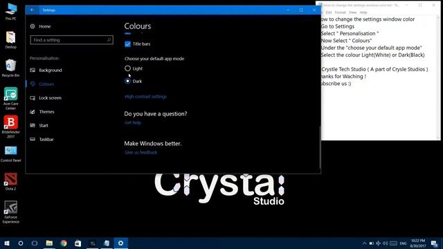 How to change the settings window color in Windows 10 (NEW 2017) смотреть онлайн