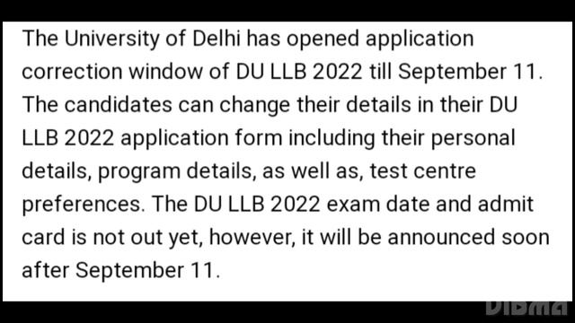 DU LLB 2022 APPLICATION CORRECTION WINDOW OPEN, HOW TO MAKE CHANGES, EXAM, ADMIT CARD RELEASED DATE смотреть онлайн