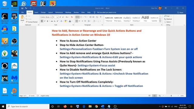 How to Add, Remove/Arrange, Use Quick Actions Buttons and Notifications in Action Center Windows 10 смотреть онлайн