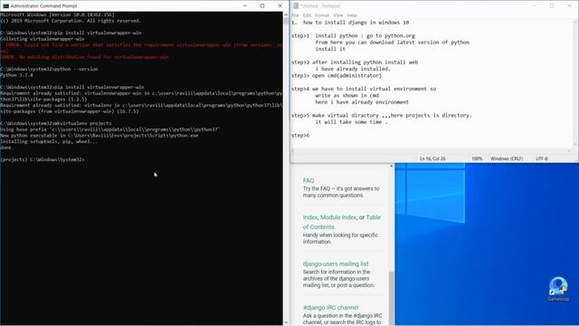 django installation in windows 10 смотреть онлайн
