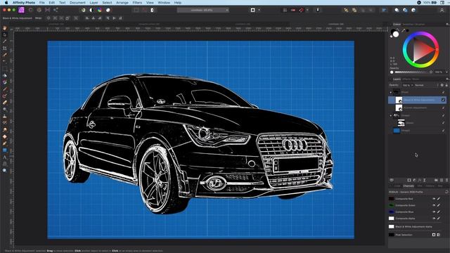 How to create a BLUEPRINT effect in Affinity Photo смотреть онлайн
