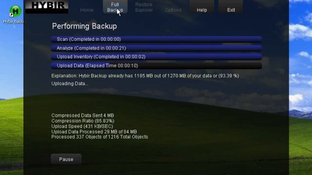 Hybir Backup First Full Online Backup of Windows XP SP3 смотреть онлайн