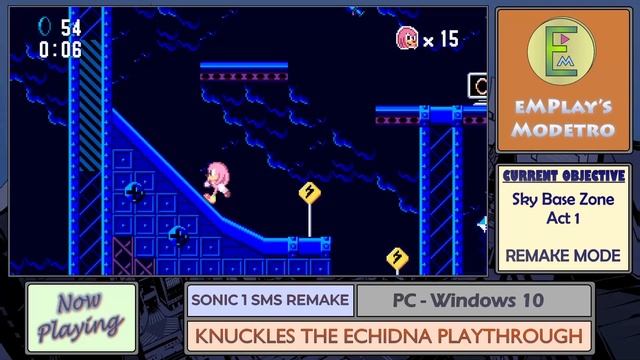 Sonic 1 SMS Remake - PC - Knuckles (Remake Mode) - #22 - Sky Base Zone: Act 1 смотреть онлайн