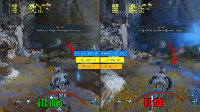 GTX1060 vs RX580 vs Mass Effect Andromeda Ultra Settings 1080p DX11 смотреть онлайн