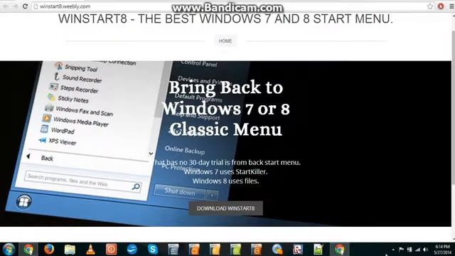 How to Get a Windows 8 Start Menu (WinStart8) alternatives to Windows 95 and 98 смотреть онлайн