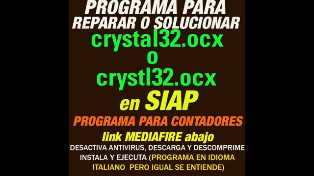 REPARAR ERROR SIAP 2022 crystl32 ocx o crystal32 ocx смотреть онлайн