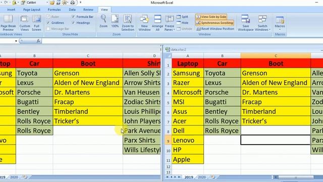 Compare of two sheet data in single windows IN EXCEL, VIEW, NEW WINDOWS IN EXCEL, ARRANGE ALL, смотреть онлайн