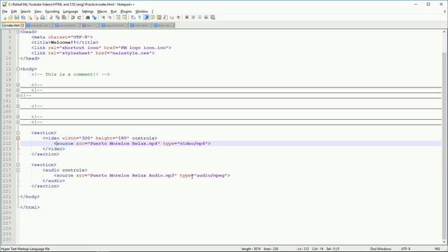 032 ENG HTML and CSS How to insert an audio file or a video file in our web page смотреть онлайн