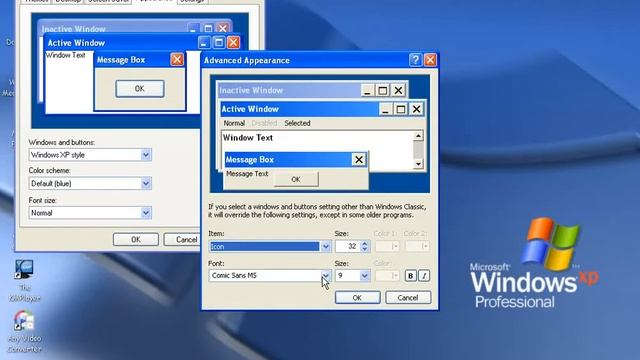 how to change icon font in windows xp.avi смотреть онлайн