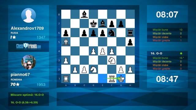 Chess Game Analysis: pianno67 - Alexandrov1709 : 1-0 (By ChessFriends.com) смотреть онлайн