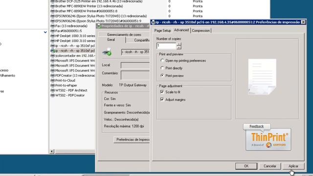 Quarto Teste - usando Thinprint + Windows8 + RDP смотреть онлайн