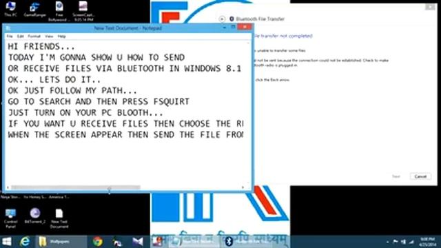 How to receive and send files via bluetooh in windows 8 1 YouTube смотреть онлайн
