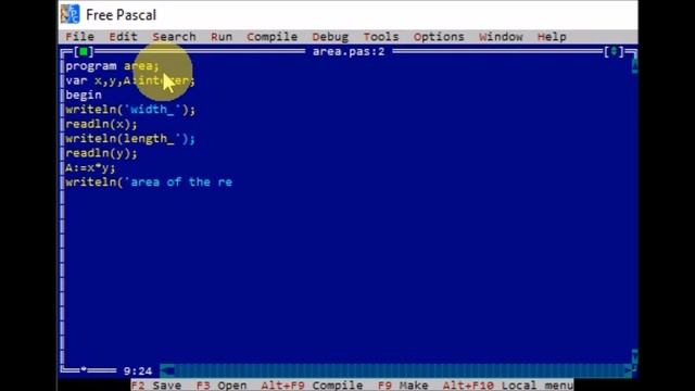 area calculating basic program in free pascal смотреть онлайн