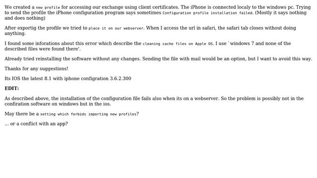 Cannot install configuration profile on iphone: "configuration profile installation failed" смотреть онлайн