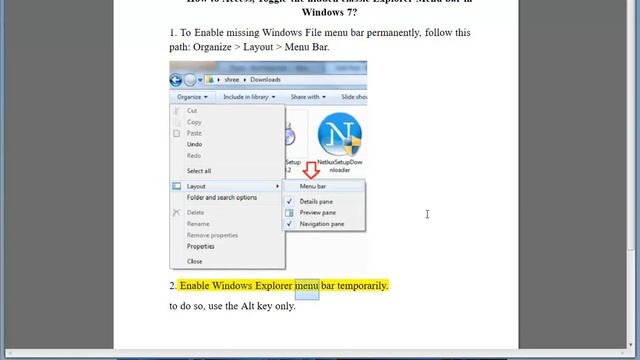 Access, Toggle hidden classic Explorer Menu bar in Windows 7 смотреть онлайн