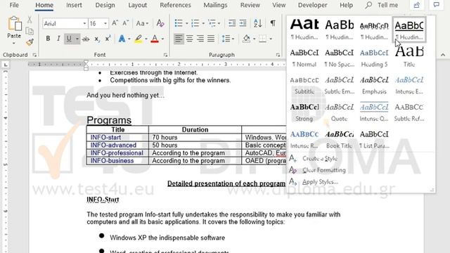 Apply Normal style to the word Programs at the top of the table. смотреть онлайн