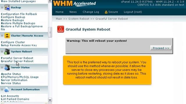 How to reboot your server using WHM смотреть онлайн