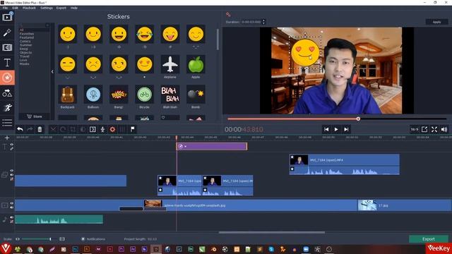 Movavi Video Editor Plus #6 | Cách chèn sticker vào video | VeeKey смотреть онлайн