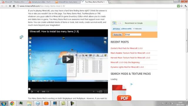 MInecraft Too Many Items Installation Tutorial 1.0.0 Windows 7 смотреть онлайн