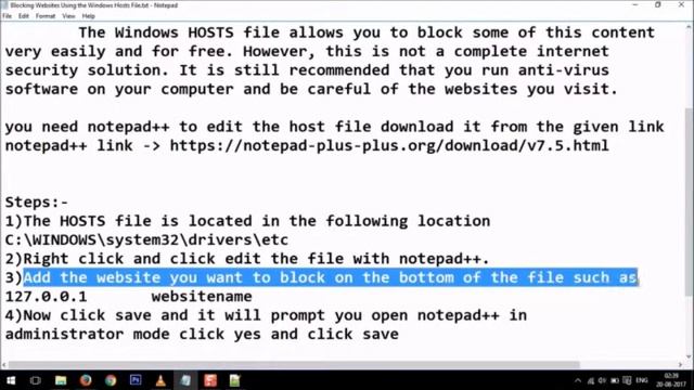 Blocking Websites Using the Windows Hosts File смотреть онлайн