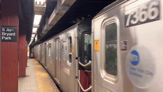 IRT Flushing: Kawasaki R188 (7) and (7X) trains @ 5th Avenue - Bryant Park смотреть онлайн