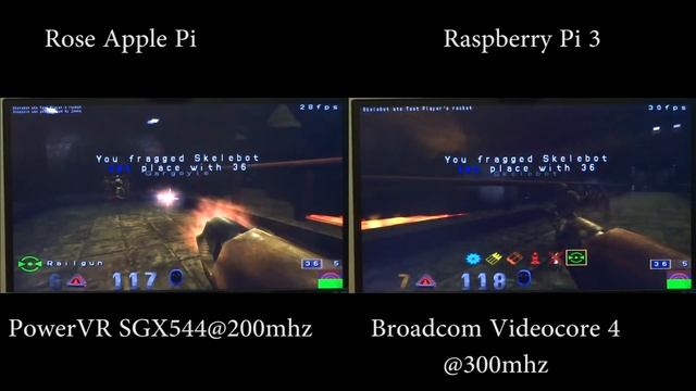 Raspberry Pi Videocore 4 vs PowerVR SGX544 OpenArena Benchmark смотреть онлайн