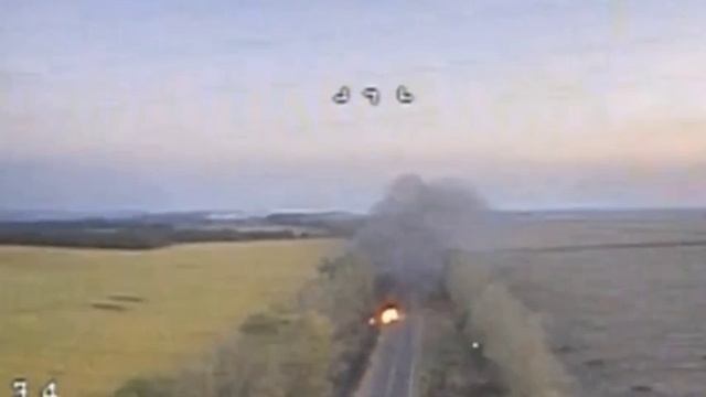 ⚡️СВО 18+ Оператор дрона Армии России уничтожил автомобиль ВСУ с личным составом в Курской области. смотреть онлайн