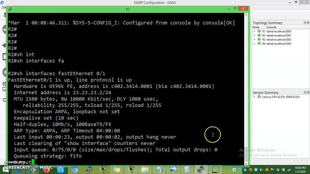 EIGRP Basic Configuration Part 2 || Metric Calculation || K Value || AD &FD || Dinesh Kumar смотреть онлайн