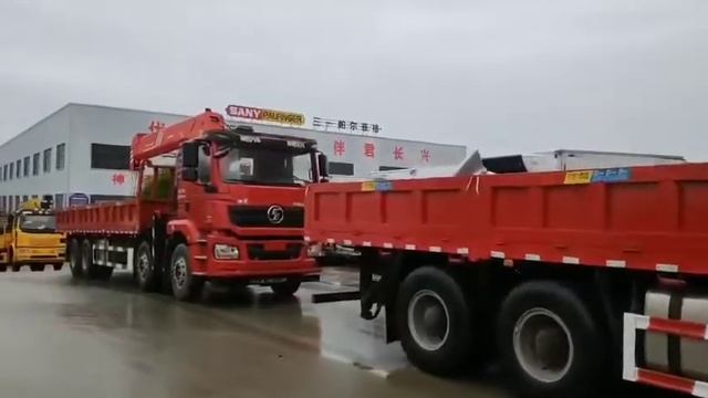 SHENBAI SHACMAN 8X4 SANY PALFINGER 25T Folding Crane Truck for Cargo transport lifting смотреть онлайн